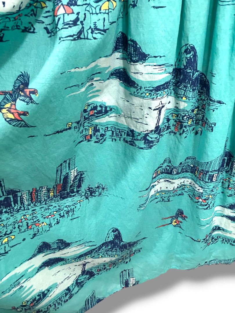 Size 20 Lane Bryant Plus Size Sundress Teal Print Adjustable Straps Smocked Back