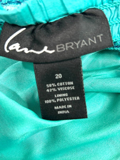 Size 20 Lane Bryant Plus Size Sundress Teal Print Adjustable Straps Smocked Back