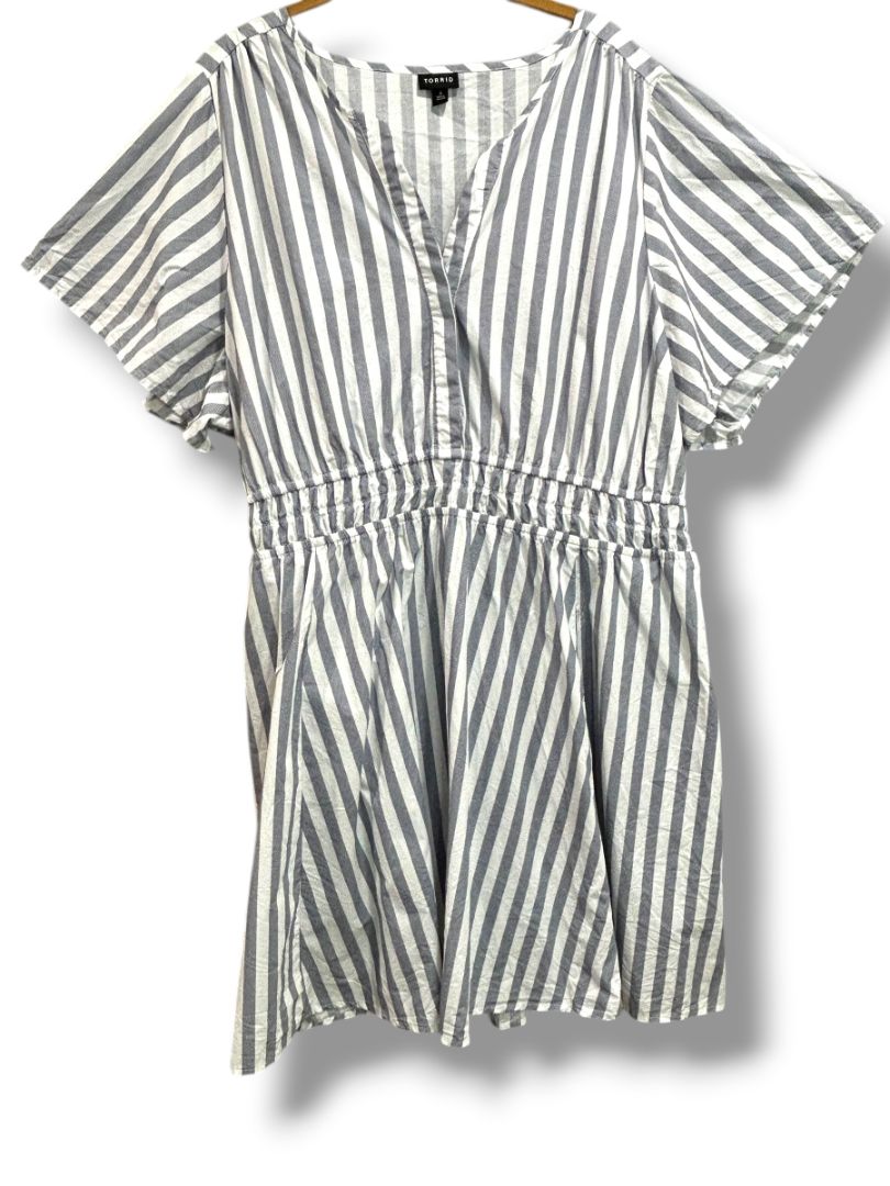 4X Torrid Womens Blue White Blue Stripe Summer Dress Plus Size Pockets