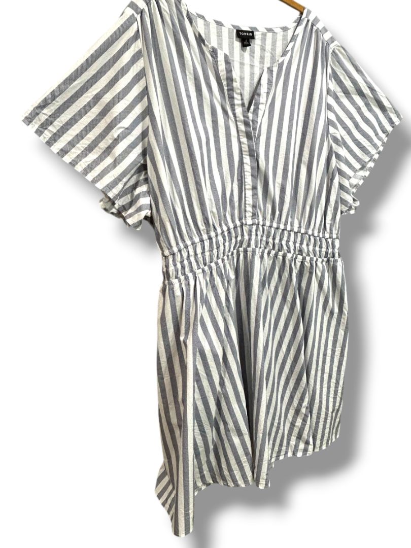 4X Torrid Womens Blue White Blue Stripe Summer Dress Plus Size Pockets