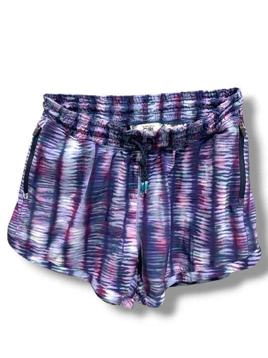 Size XXL (16) Athleta Girl Pull On Athletic Shorts Zip Pockets All Play 3" Short Purple Print