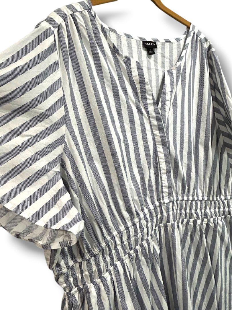 4X Torrid Womens Blue White Blue Stripe Summer Dress Plus Size Pockets