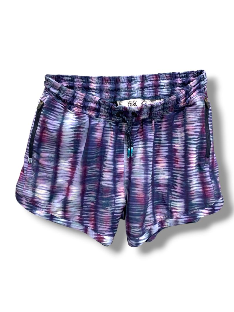 Size XXL (16) Athleta Girl Pull On Athletic Shorts Zip Pockets All Play 3" Short Purple Print