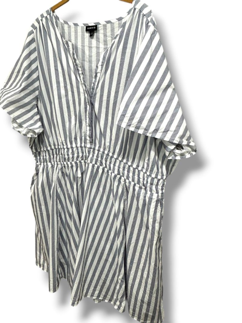 4X Torrid Womens Blue White Blue Stripe Summer Dress Plus Size Pockets