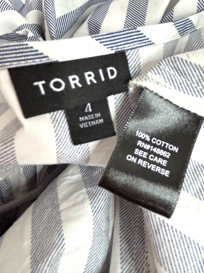 4X Torrid Womens Blue White Blue Stripe Summer Dress Plus Size Pockets