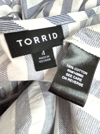 4X Torrid Womens Blue White Blue Stripe Summer Dress Plus Size Pockets