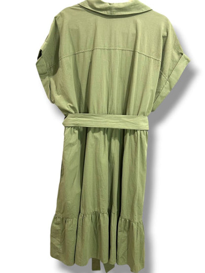 3X Ava & Viv Plus Size Sage Green Belted Cotton Shirtdress New Pockets