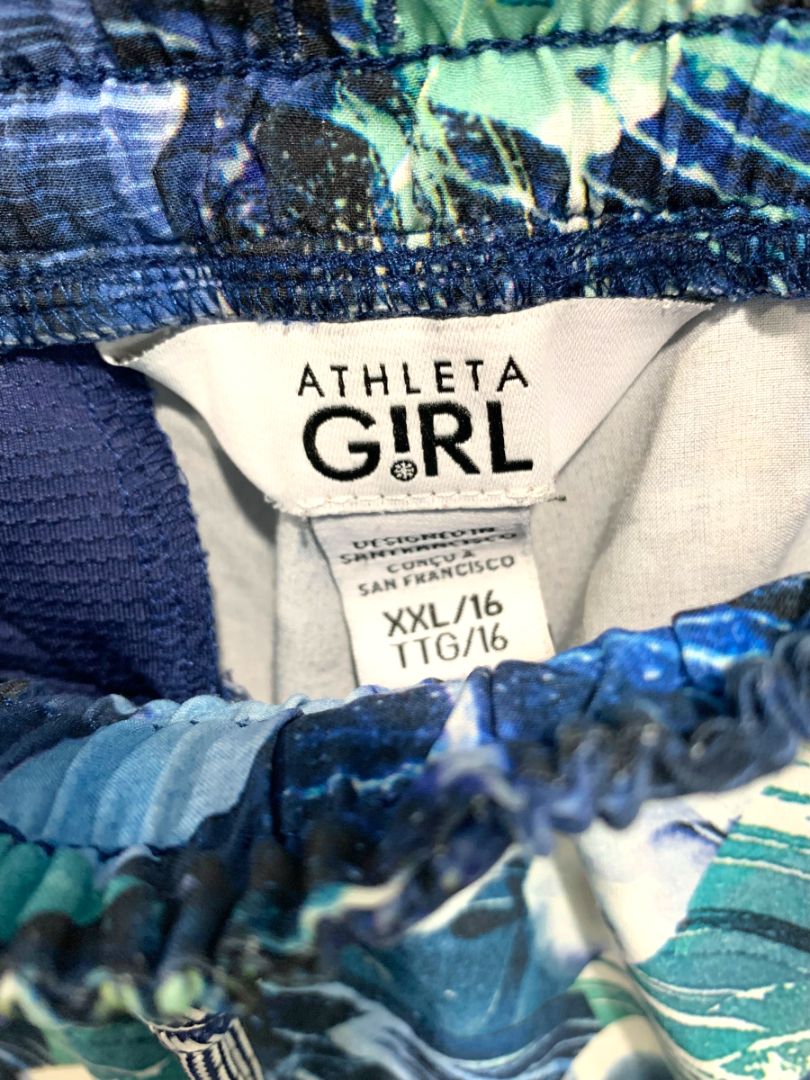 Size XXL (16) Athleta Girl Pull On Athletic Shorts Zip Pockets All Play 3" Short