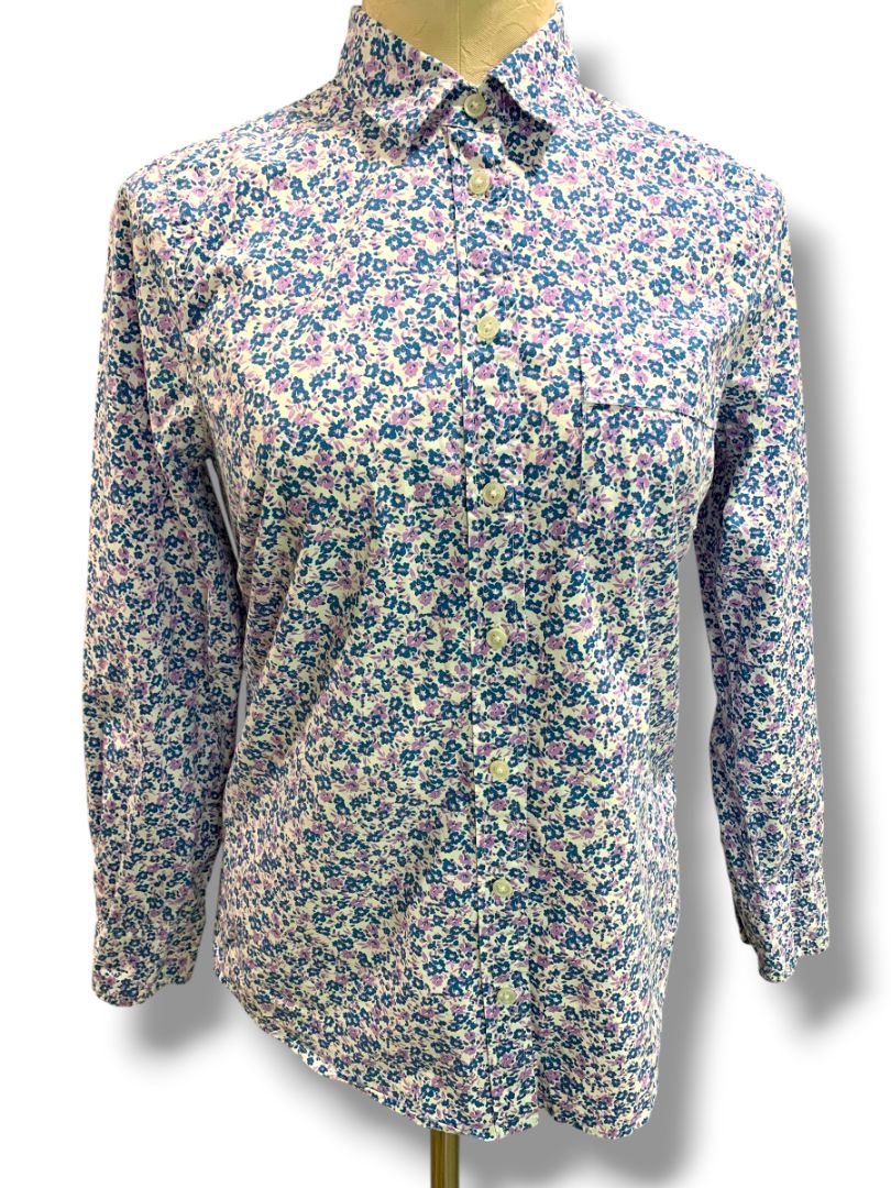 Size XS J.Crew Womens Floral Button Up Shirt Blue Purple