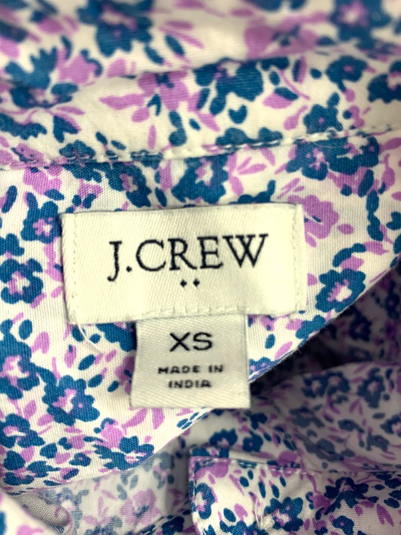 Size XS J.Crew Womens Floral Button Up Shirt Blue Purple