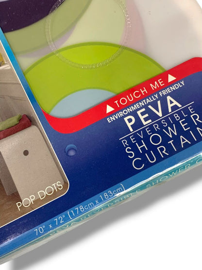 Reversible Pop Dots Peva Shower Curtain New 70" x 72"