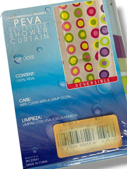 Reversible Pop Dots Peva Shower Curtain New 70" x 72"