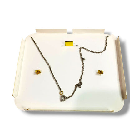 Vintage Gold Electroplate Necklace and Pierced Earring Set Heart