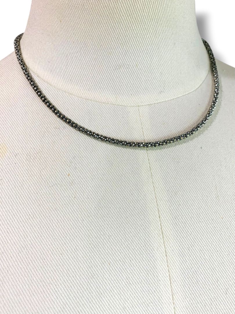 Silvertone Chain Necklace Round 17" + 2.5" Extender Lobster Clasp