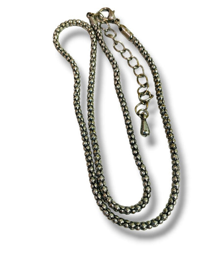 Silvertone Chain Necklace Round 17" + 2.5" Extender Lobster Clasp