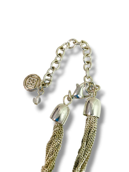 Silvertone Multi-Chain Necklace Beads 14.5" + 2.5" Extender