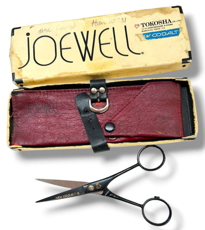 1980s Joewell Tokosha Cobalt 5 Hair Cutting Shears 310760 with Box and Case