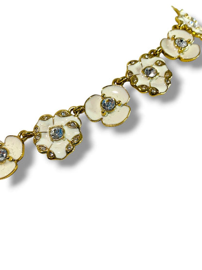 Kate Spade Enameled Garden Necklace Goldtone Cream Floral 16" + 3" Extender