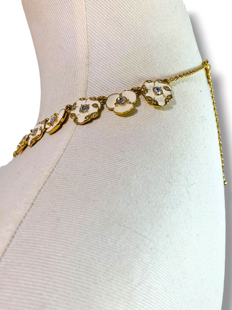 Kate Spade Enameled Garden Necklace Goldtone Cream Floral 16" + 3" Extender