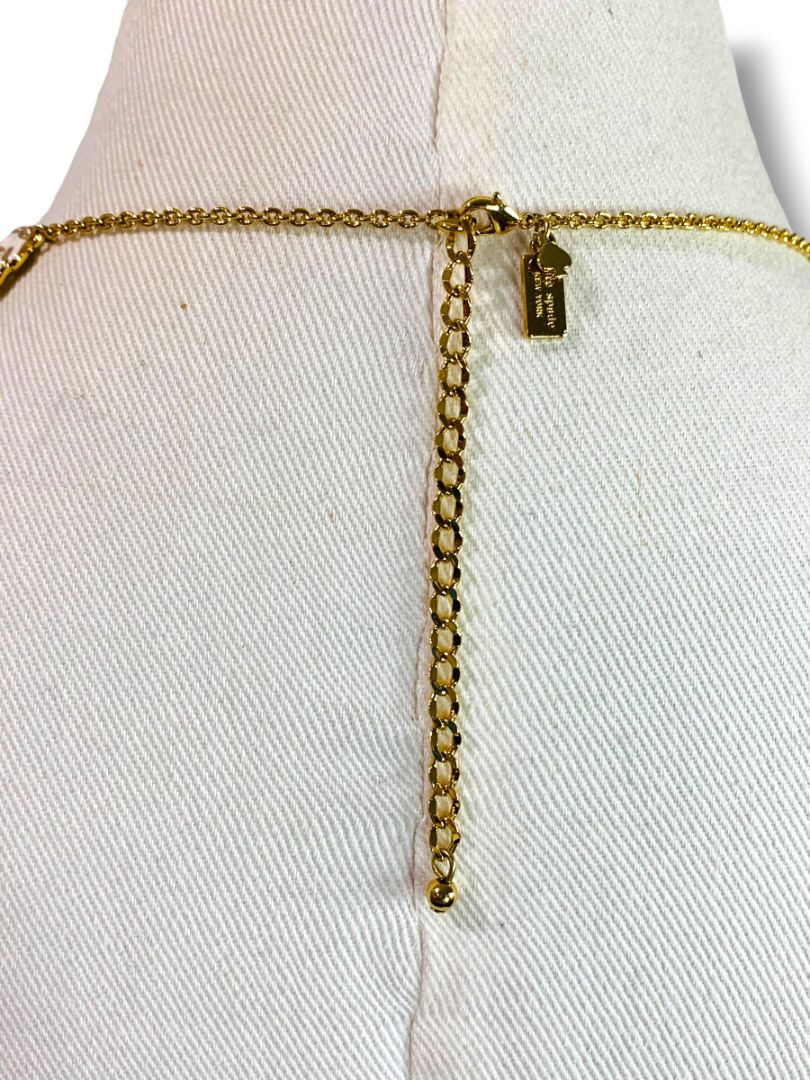 Kate Spade Enameled Garden Necklace Goldtone Cream Floral 16" + 3" Extender