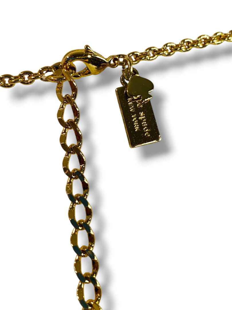Kate Spade Enameled Garden Necklace Goldtone Cream Floral 16" + 3" Extender