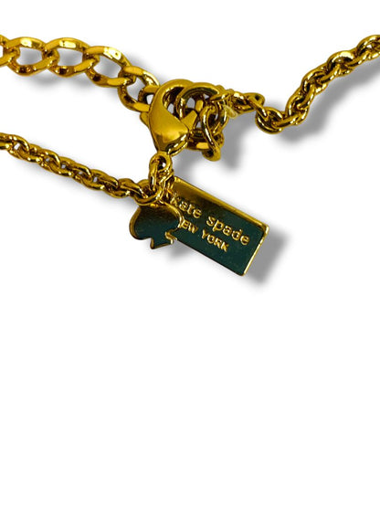 Kate Spade Enameled Garden Necklace Goldtone Cream Floral 16" + 3" Extender