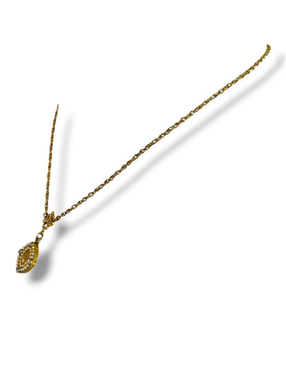 1928 Brand Goldtone Necklace Retro Pendant 17" Screw Barrel Clasp