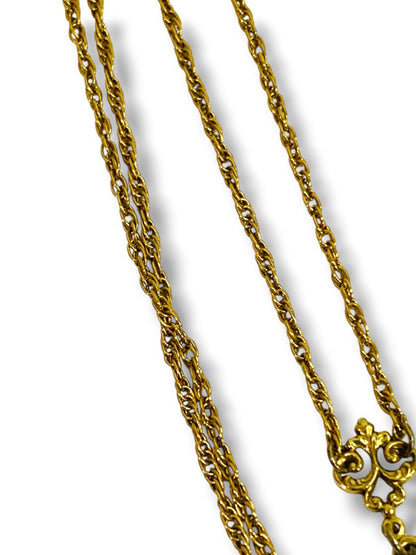 1928 Brand Goldtone Necklace Retro Pendant 17" Screw Barrel Clasp