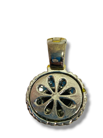 Hinged Pendant Goldtone Silvertone Faceted Black .75"