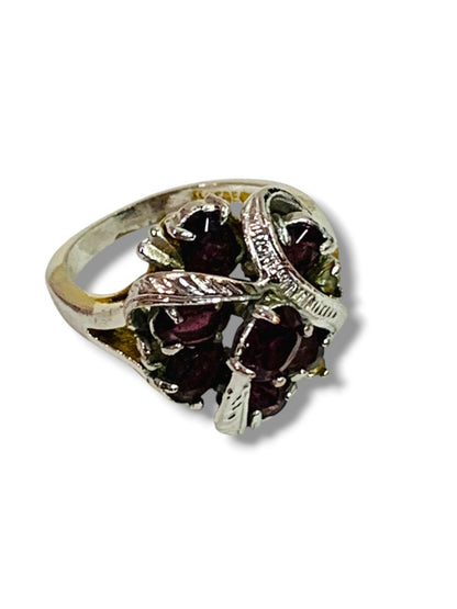 Size 8 Silvertone Purple 4kt Gold Electroplate Ring