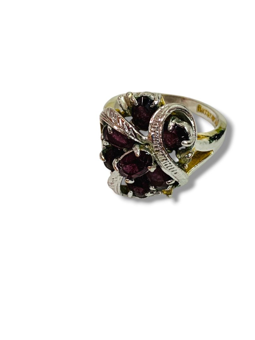 Size 8 Silvertone Purple 4kt Gold Electroplate Ring