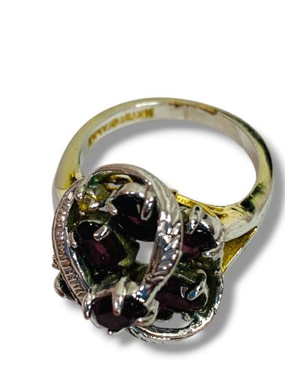 Size 8 Silvertone Purple 4kt Gold Electroplate Ring