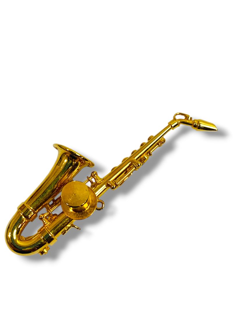 Goldtone Saxophone Pin Jewelry 2.5" Musical Instrument