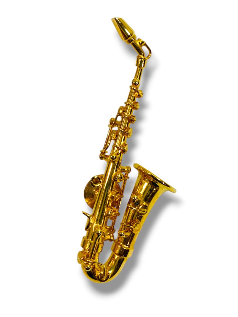 Goldtone Saxophone Pin Jewelry 2.5" Musical Instrument