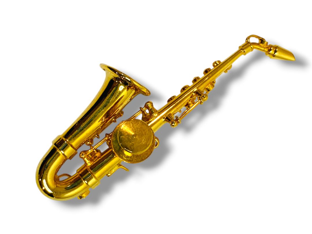 Goldtone Saxophone Pin Jewelry 2.5" Musical Instrument