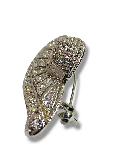 Victorian Style Silvertone Hat Brooch Sparkly 1.25"