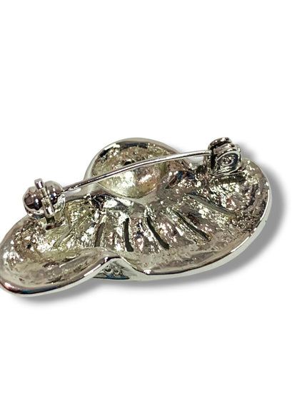 Victorian Style Silvertone Hat Brooch Sparkly 1.25"