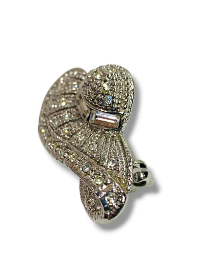 Victorian Style Silvertone Hat Brooch Sparkly 1.25"