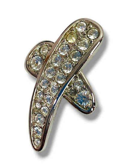 Silvertone Rhinestone Abstract Vintage Brooch Pin 1.25"