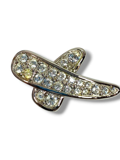Silvertone Rhinestone Abstract Vintage Brooch Pin 1.25"