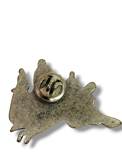 Vintage Signed PMA Lapel Pin Antiqued Silvertone Female Nudes