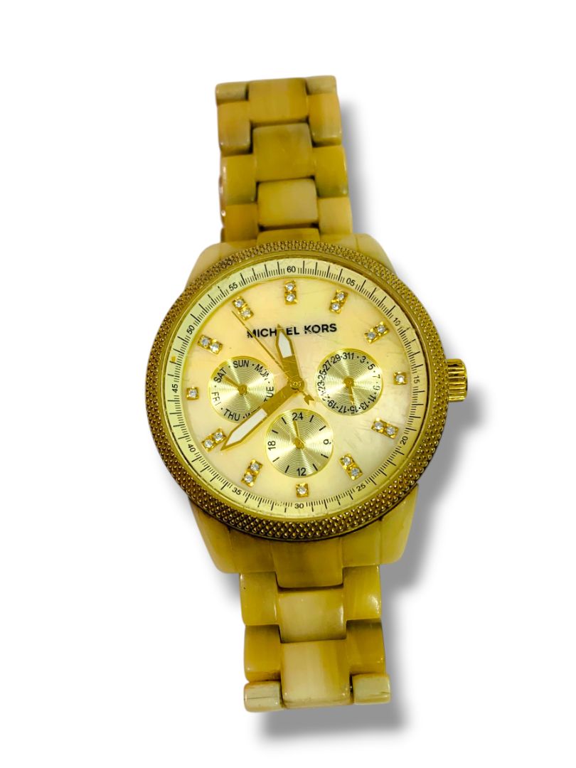 Michael Kors Womens Watch 37mm Gold Tone Champagne Dial MK-5039 For Parts Not Working