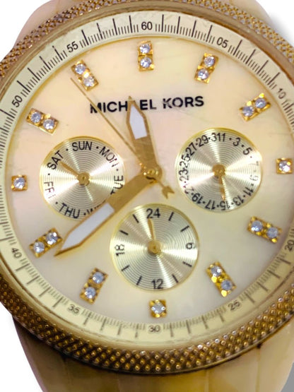 Michael Kors Womens Watch 37mm Gold Tone Champagne Dial MK-5039 For Parts Not Working