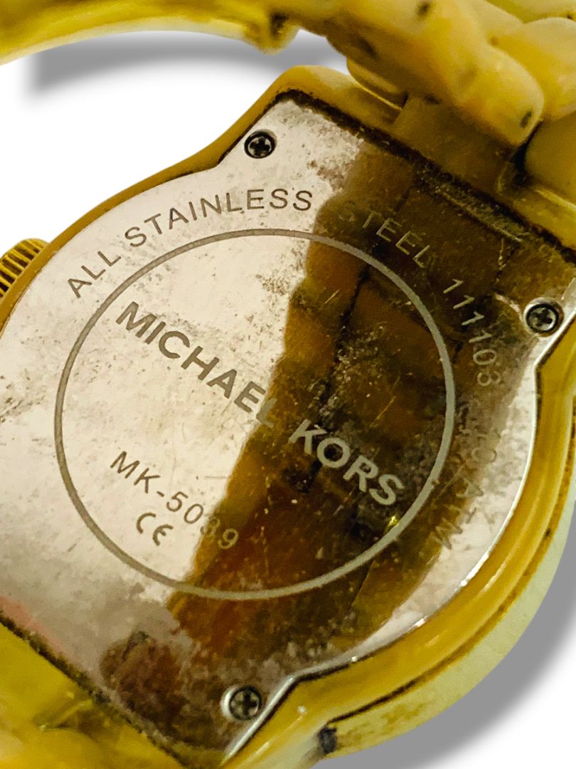 Michael Kors Womens Watch 37mm Gold Tone Champagne Dial MK-5039 For Parts Not Working
