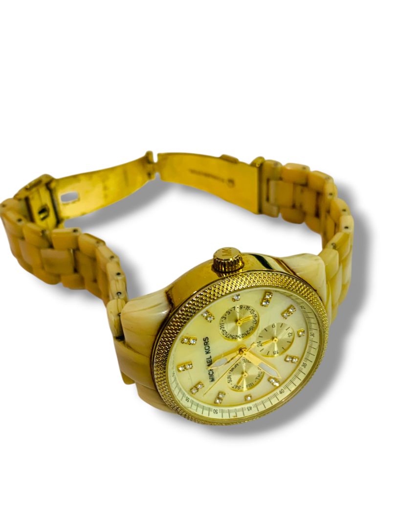 Michael Kors Womens Watch 37mm Gold Tone Champagne Dial MK-5039 For Parts Not Working
