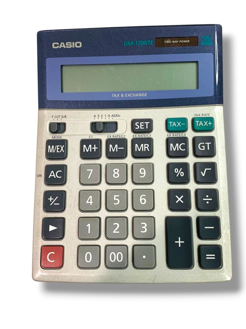 CASIO DM-1200TE Two Way Power Tax & Exchange Calculator 12 Digits Large Buttons