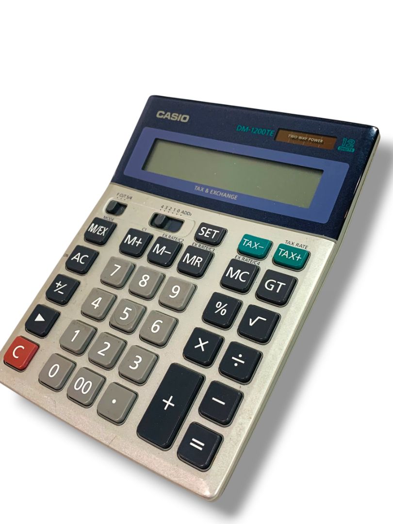 CASIO DM-1200TE Two Way Power Tax & Exchange Calculator 12 Digits Large Buttons