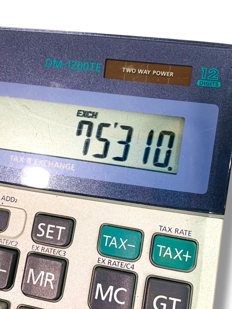 CASIO DM-1200TE Two Way Power Tax & Exchange Calculator 12 Digits Large Buttons