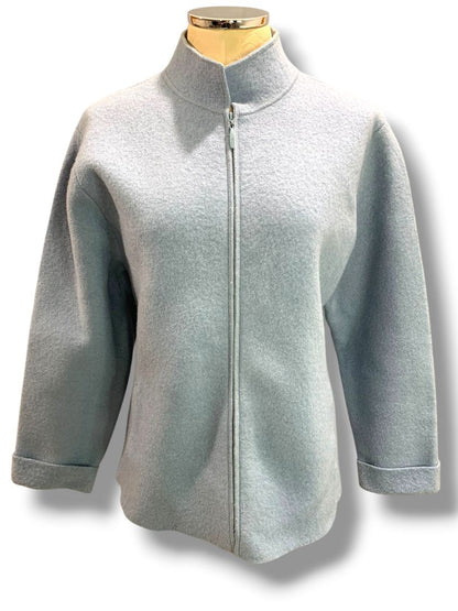 Size XL Eileen Fisher Womens Gray Blue Wool Full Zip Up Jacket
