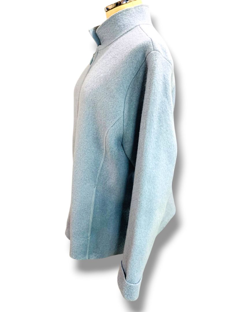 Size XL Eileen Fisher Womens Gray Blue Wool Full Zip Up Jacket